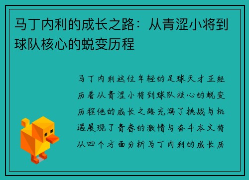 马丁内利的成长之路：从青涩小将到球队核心的蜕变历程