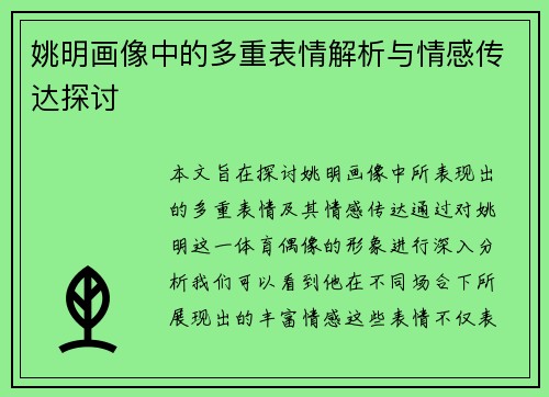 姚明画像中的多重表情解析与情感传达探讨